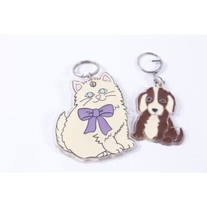 White Cat, Brown Puppy, Keychain, Set, Animal Figure, Makeit Bakit style